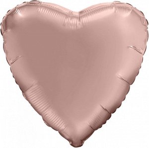 758199 Шар-сердце 18"/46 см, фольга,  сатин золото розовое (Agura)