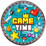 77318 Тарелка бумажная &quot;Геймер. Пиксели. Game Time&quot;, 23 см, 6 шт.