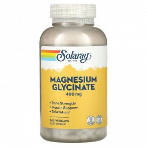 Solaray, глицинат магния, 100 мг, 240 вегетарианских капсул