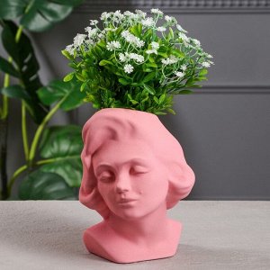 Органайзер-кашпо "Голова девушки", розовый цвет, 20 см