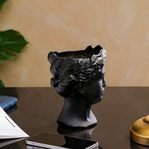 Кашпо "Афина", чёрное, матовое, керамика, 19 см, 1.1 л