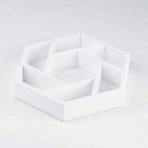 Ящик деревянный "Шестигранник" с перегородками 28х24,5х5 см, цвет белый