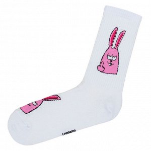 Носки "Кролик розовый" цв.белый, размер 41-45