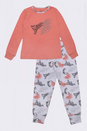 Пижама детская Коралловый/серый