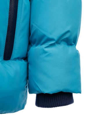Куртка Состав: Верх- 100% полиэстер, покрытие- 100% полиуретан, Подкладка- 100% полиэстер, Наполнитель- 100% полиэстер, 200 г/м2
Сезон: Осень, Зима
Цвет: голубой, синий
Год: 2021
*	•	Куртка из материа