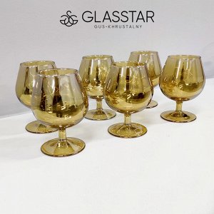 GLASSTAR Gus-Khrustalny Набор из 6 бокалов для бренди Glasstar &quot;Радуга Honey&quot; 250 мл