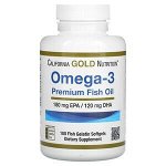 California Gold Nutrition, омега-3, рыбий жир премиального качества, 100 капсул из рыбьего желатина