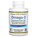 California Gold Nutrition, Omega-3, Premium Fish Oil, 100 кап.