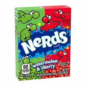 Разноцветное кисло-сладкое драже Nerds Cherry Watermelon со вкусом вишня-арбуз 46.7 гр