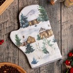 Варежка-прихватка &quot;Forest animals&quot; 20х28см,саржа, 100% х/л, ватин 250г/м2