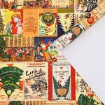 7078358, Бумага упаковочная глянцевая &quot;Новогодняя афиша&quot;,70 х 100 см, 1 лист