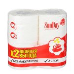 Туалетная бумага SunDay 2-х слойная белая, 4шт (918-002)