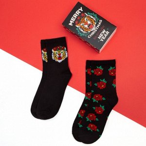 Набор новогодних женских носков KAFTAN "Merry Christmas" р. 36-39 (23-25 см), 2 пары