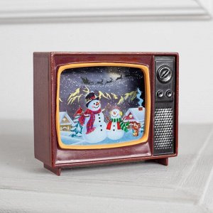 Светодиодная фигура «Телевизор с оленями» 10 x 8 x 4 см, пластик, батарейки CR2032х2, свечение мульти (RGB)