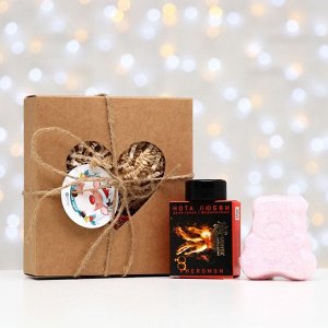 Подарочный набор органической косметики «Наслаждение», новогодний: духи сухие, бомбочка для ванн «Любимый медвежонок»