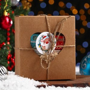 Подарочный набор органической косметики «Райское удовольствие», новогодний: масло кокосовое, масло какао