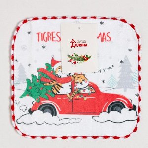 Новогодняя салфетка для уборки "Tigress Christmas", 20х20 см, п/э