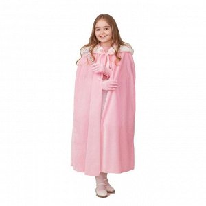 Карнавальный "Плащ Принцессы" розовый, перчатки, палочка, р.30, рост 116  см