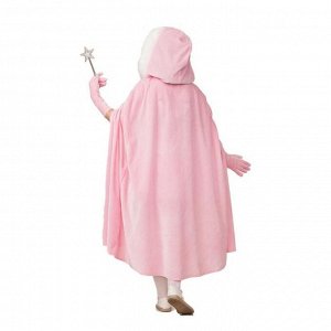Карнавальный "Плащ Принцессы" розовый, перчатки, палочка, р.30, рост 116  см