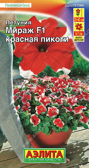 Петуния Мираж F1 красная пикоти