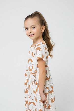Платье для девочки Crockid К 5644 светло-бежевый меланж, белочки к1276