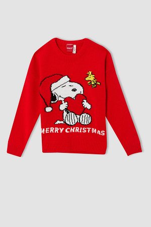 Трикотажный свитер стандартного кроя на рождественскую тематику с лицензией Snoopy для девочек