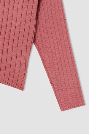 DEFACTO Трикотажный свитер с высоким воротником для девочек
