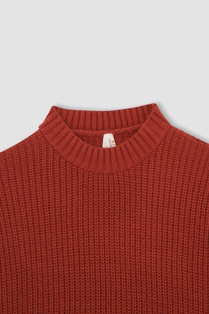 Водолазка стандартного кроя для девочек Укороченный базовый трикотажный свитер с полуводолазкой