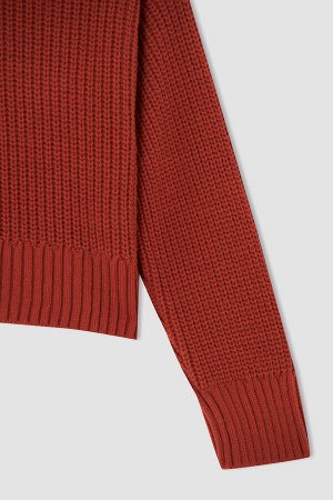 Водолазка стандартного кроя для девочек Укороченный базовый трикотажный свитер с полуводолазкой