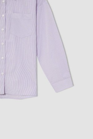 Базовая поплиновая рубашка с длинным рукавом для девочек Relax Fit