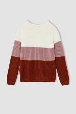 свитер с цветными блоками для девочек, классический крой