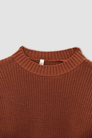 Трикотажный свитер с круглым вырезом для девочек Relax Fit