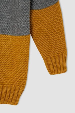 DEFACTO Трикотажный свитер с блочным узором для мальчиков