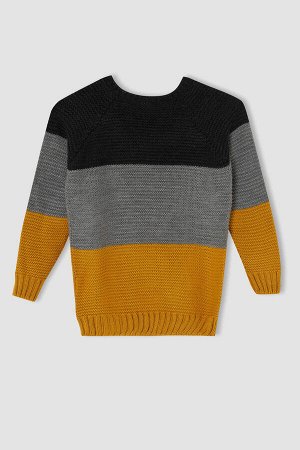 DEFACTO Трикотажный свитер с блочным узором для мальчиков
