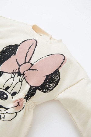 DEFACTO Платье с круглым вырезом и длинными рукавами для маленьких девочек Minnie Mouse Licensed
