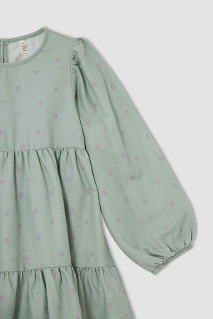 Платье с цветочным принтом и длинными рукавами для девочек