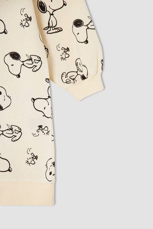 DEFACTO Мягкое спортивное платье с капюшоном и перьями для девочек с лицензией Snoopy