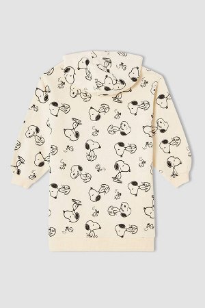 DEFACTO Мягкое спортивное платье с капюшоном и перьями для девочек с лицензией Snoopy