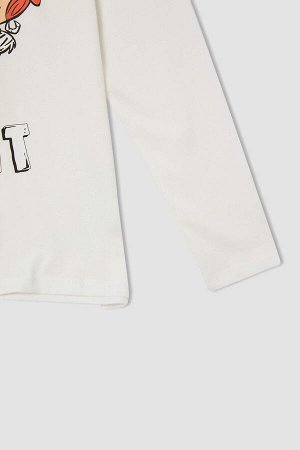 Лицензированный хлопковый пижамный комплект с длинным рукавом Flinstones для девочек