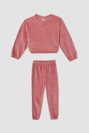 Бархатный пижамный комплект с длинным рукавом для девочек
