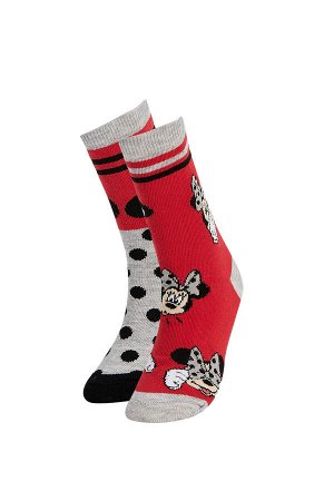 Комплект из 2 хлопковых длинных носков с Микки и Минни для девочек Disney