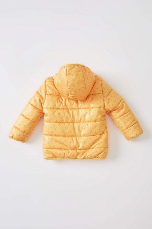 Надувное пальто с капюшоном и флисовой подкладкой для маленьких девочек