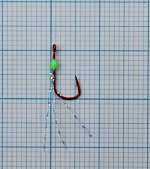 Крючок с бородой Jpfishing №10 red (1шт, green, glow, борода голубая UV)