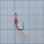 Крючок с бородой JpFishing №10 silver (1шт, red, glow, борода рыжая UV)