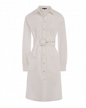 Платье из хлопка с поясом (000000) кипенно-белый