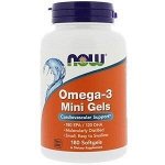 NOW Omega 3 Mini Gels 500 мг Softgels, 180 капс