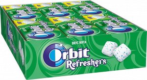 Жевательная резинка Orbit Refreshers, освежающие кубики со вкусом мяты, без сахара, блок 12 шт по 16 г