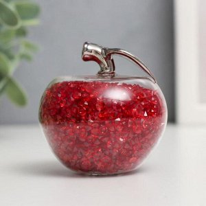 Сувенир стекло "Красное яблочко со стразами" 6,5х6х6 см