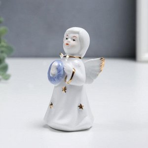 Сувенир керамика "Ангелок в белом с золотыми звёздами - рождество" МИКС 10 см