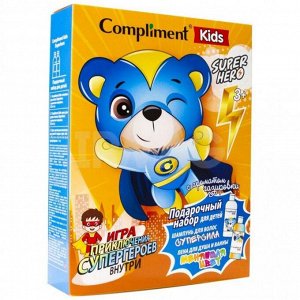 Подарочный набор Compliment Kids Superhero c ароматом газировки: пена для душа, 200 мл + шампунь для волос, 200 мл + игра настольная
